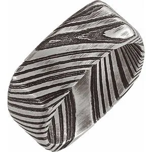Damascus Steel 8 mm Patterned Square Band Size 8.5