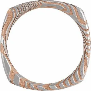 Damascus Steel Patterned Square Band STST52049 - 8 mm