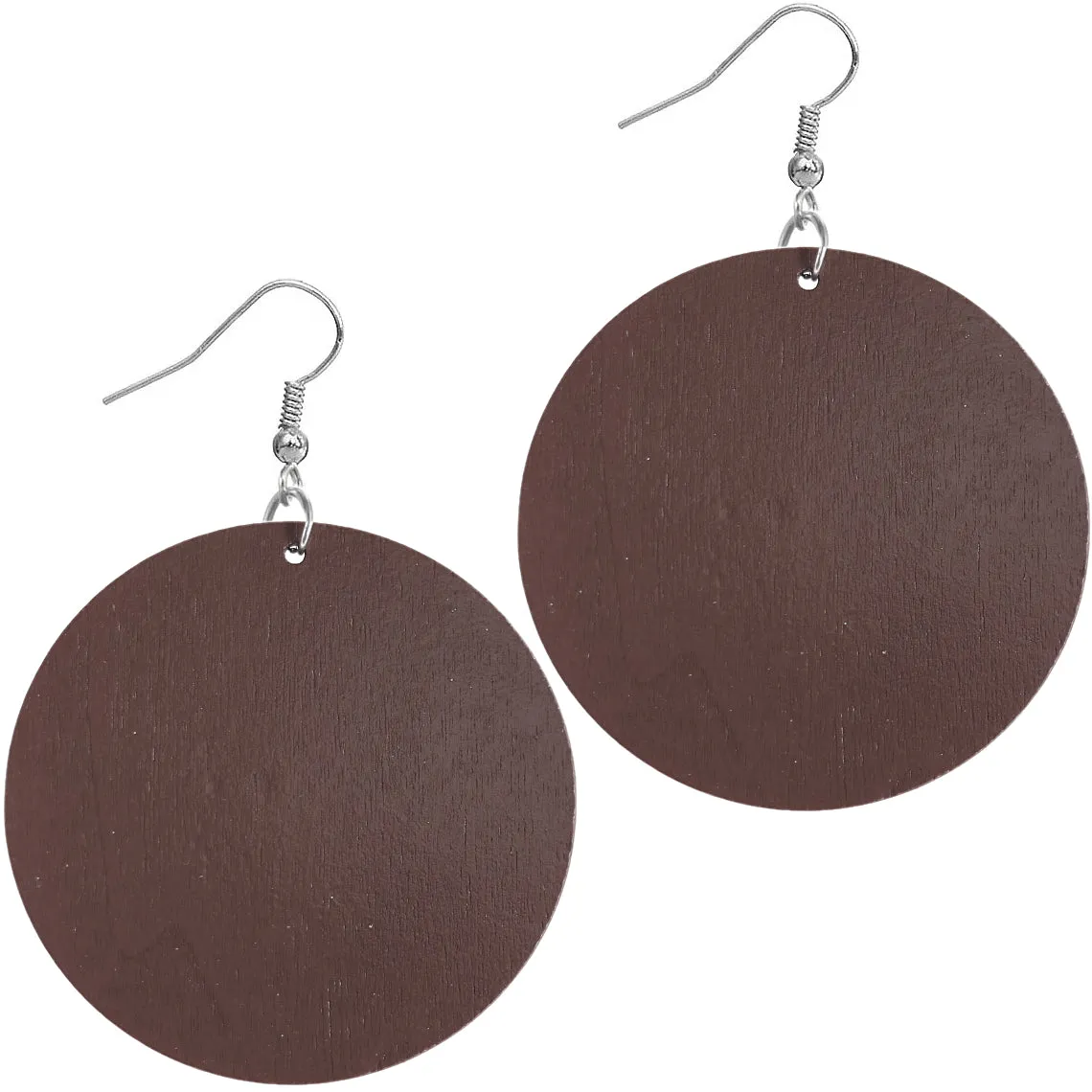 Dark Brown Wooden Cowrie Seashell Earrings
