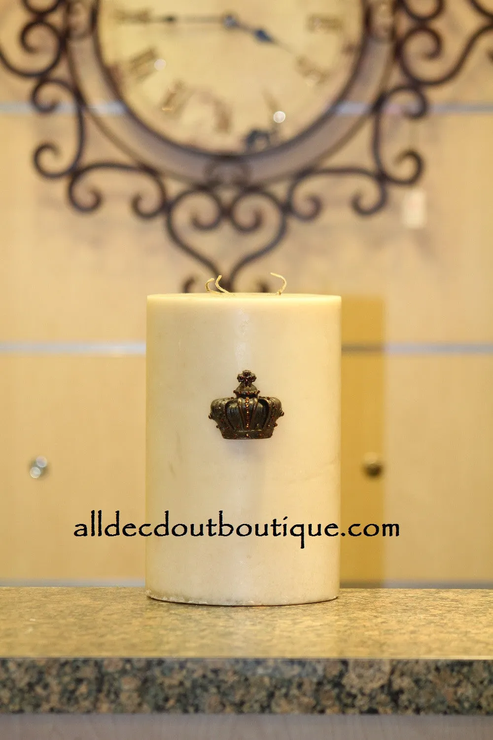 Decorative Candle Pin | Embellished Smoked Topaz Crystals Small Crown