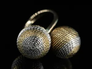 Diagonal Ball Bypass Ring in 18K Yellow and White Gold