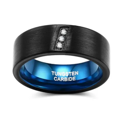 Diagonal Diamond Brushed Men's Tungsten Wedding Band