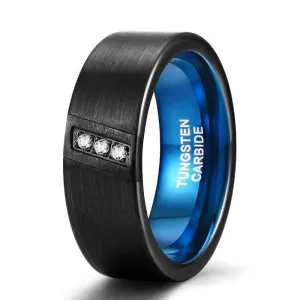 Diagonal Diamond Brushed Men's Tungsten Wedding Band