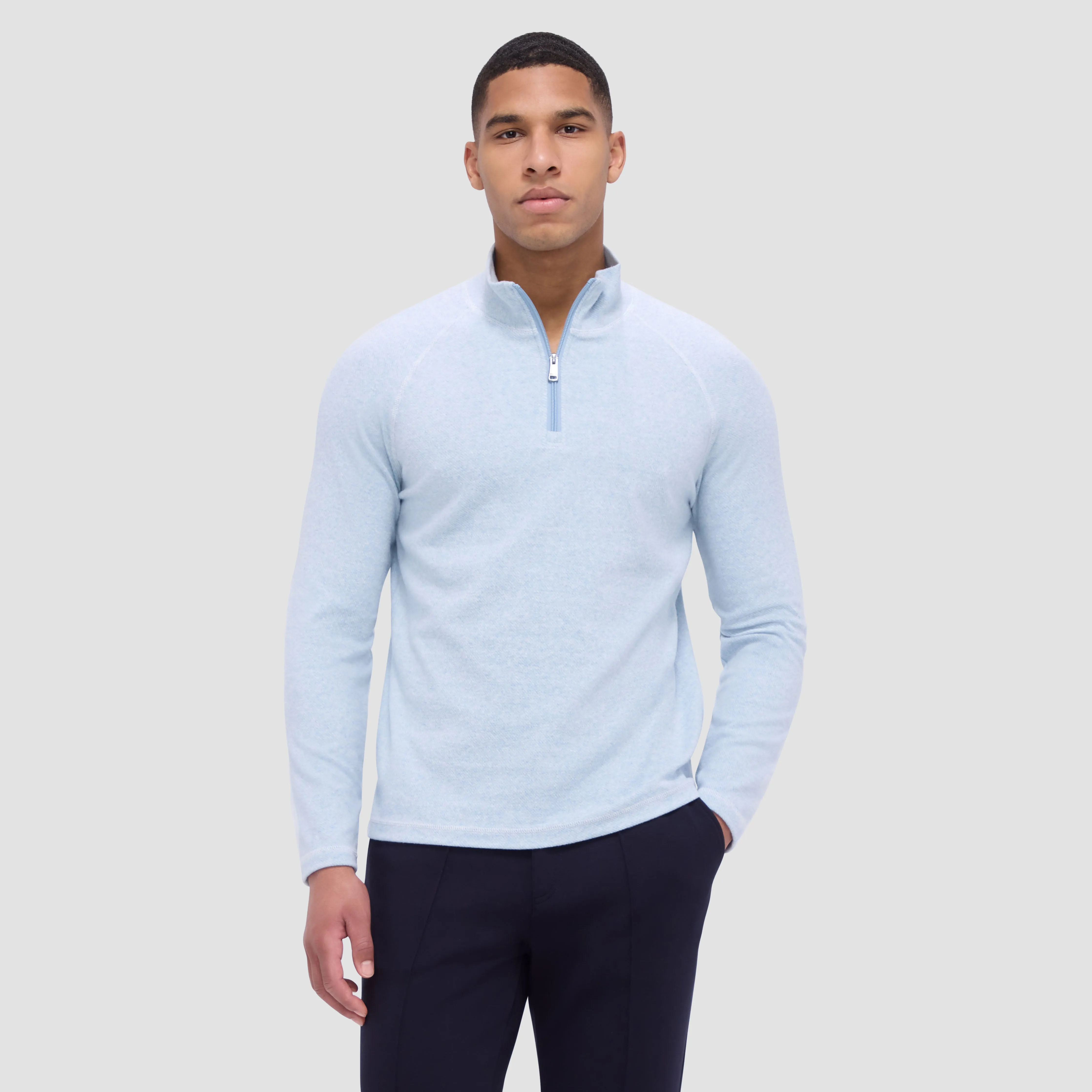 Diagonal Pinstripe Quarter-Zip Pullover