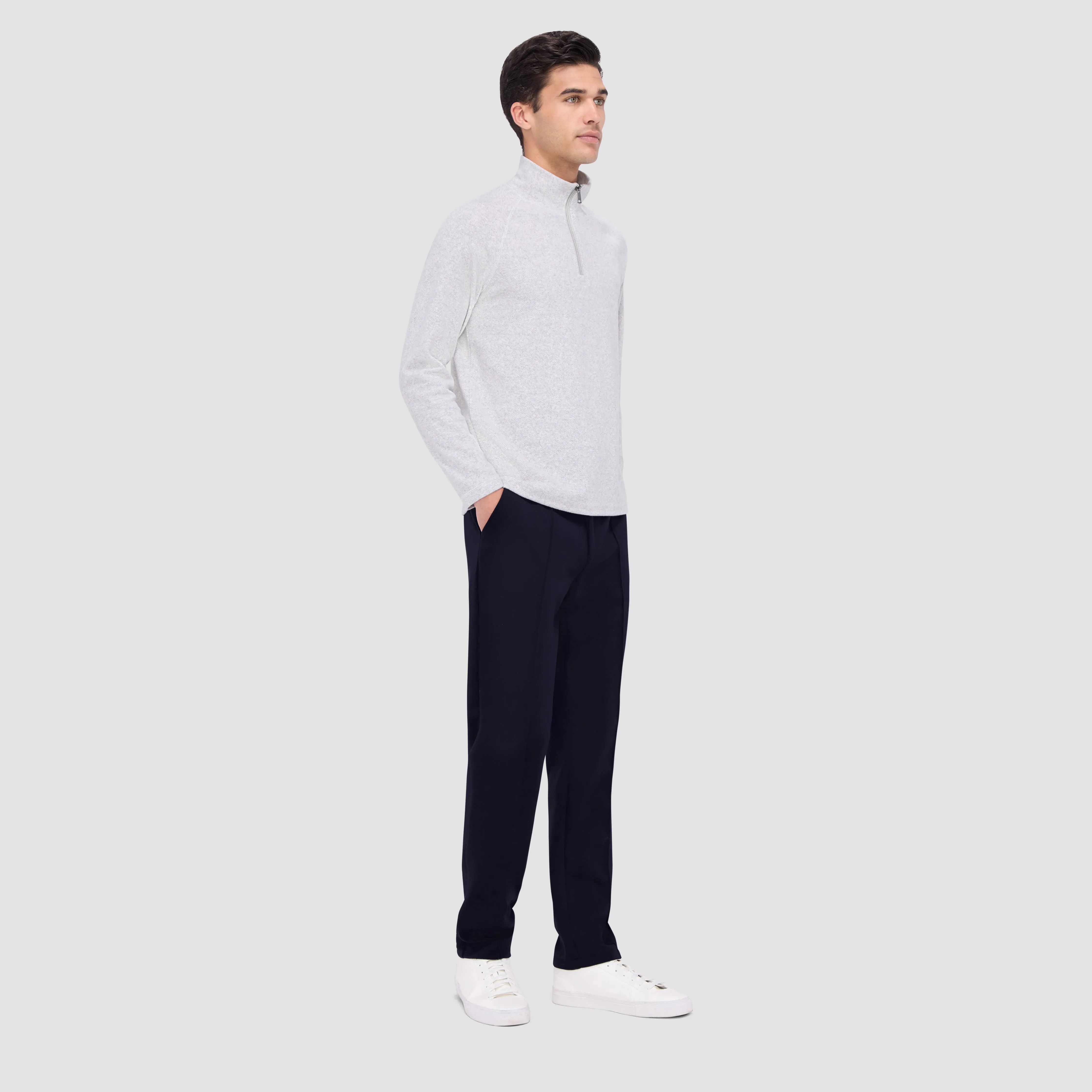 Diagonal Pinstripe Quarter-Zip Pullover