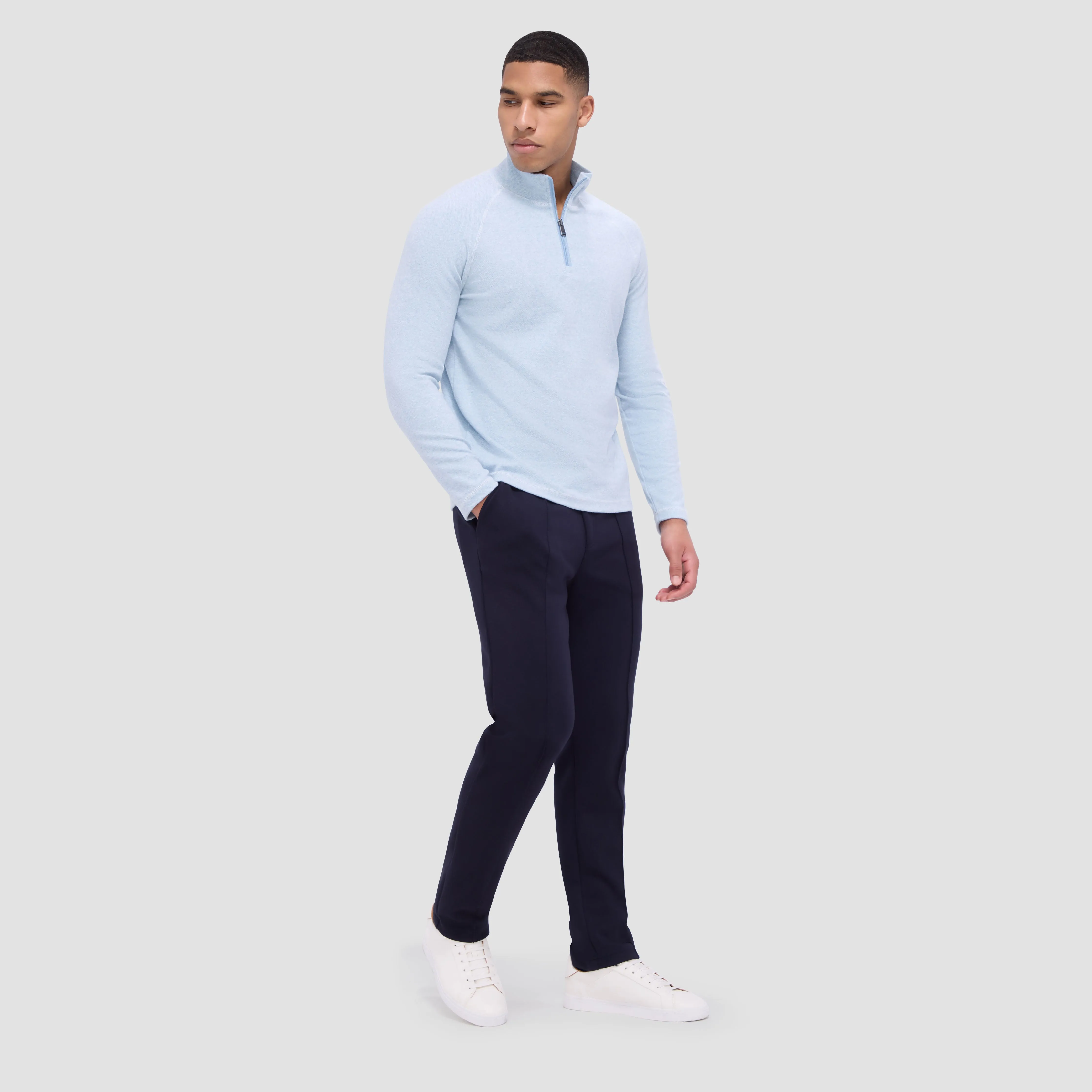 Diagonal Pinstripe Quarter-Zip Pullover