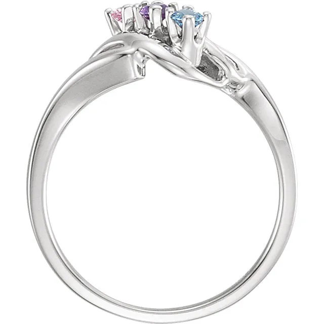 Diagonal Swirl Mother's Family Birthstone Ring