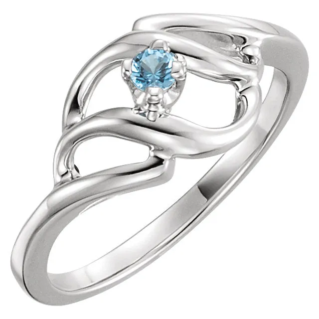 Diagonal Swirl Mother's Family Birthstone Ring