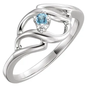 Diagonal Swirl Mother's Family Birthstone Ring