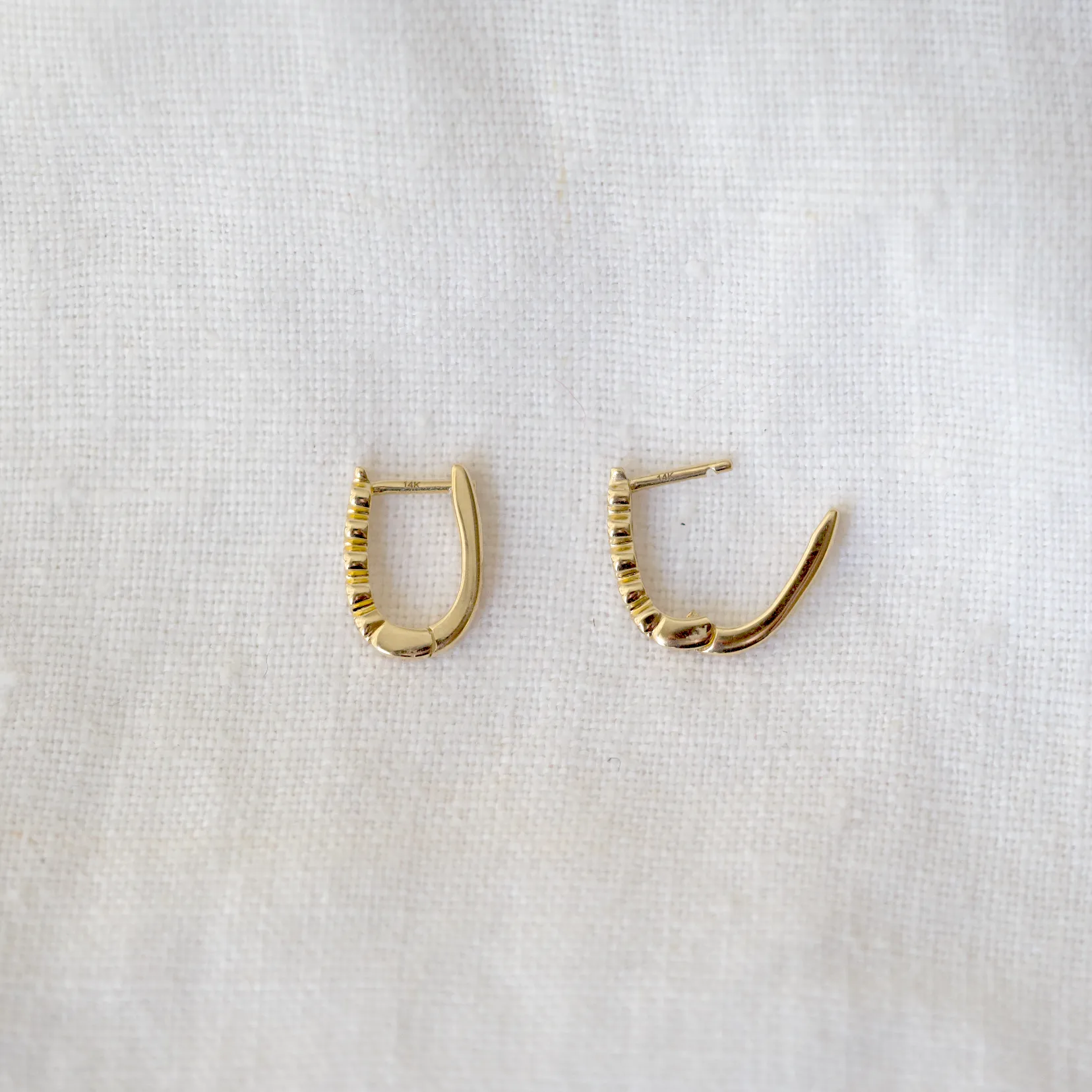 Diamond Paperclip Huggies Pair