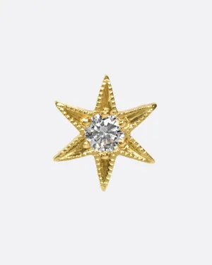 Diamond Six Point Star Threadless Earring