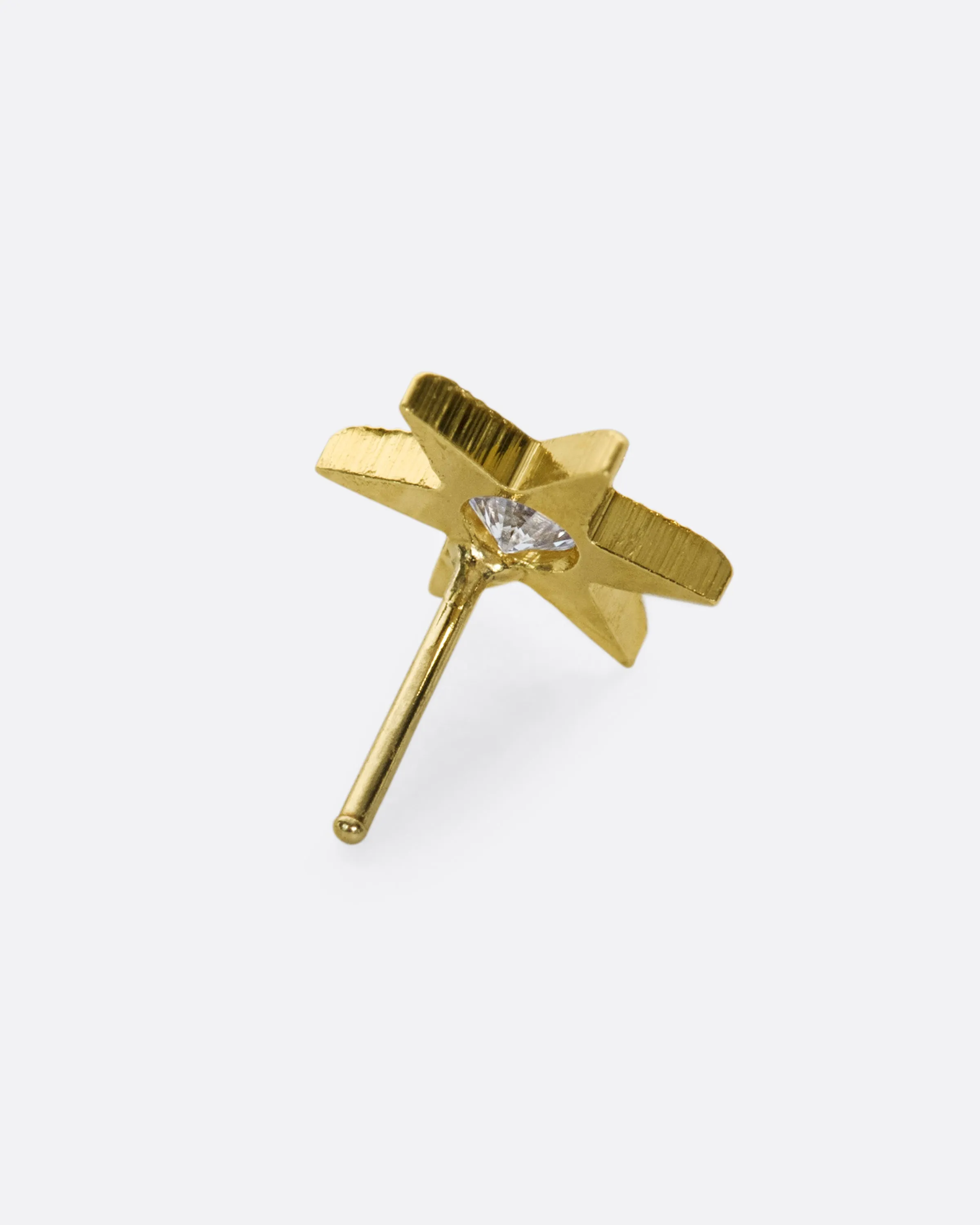 Diamond Six Point Star Threadless Earring
