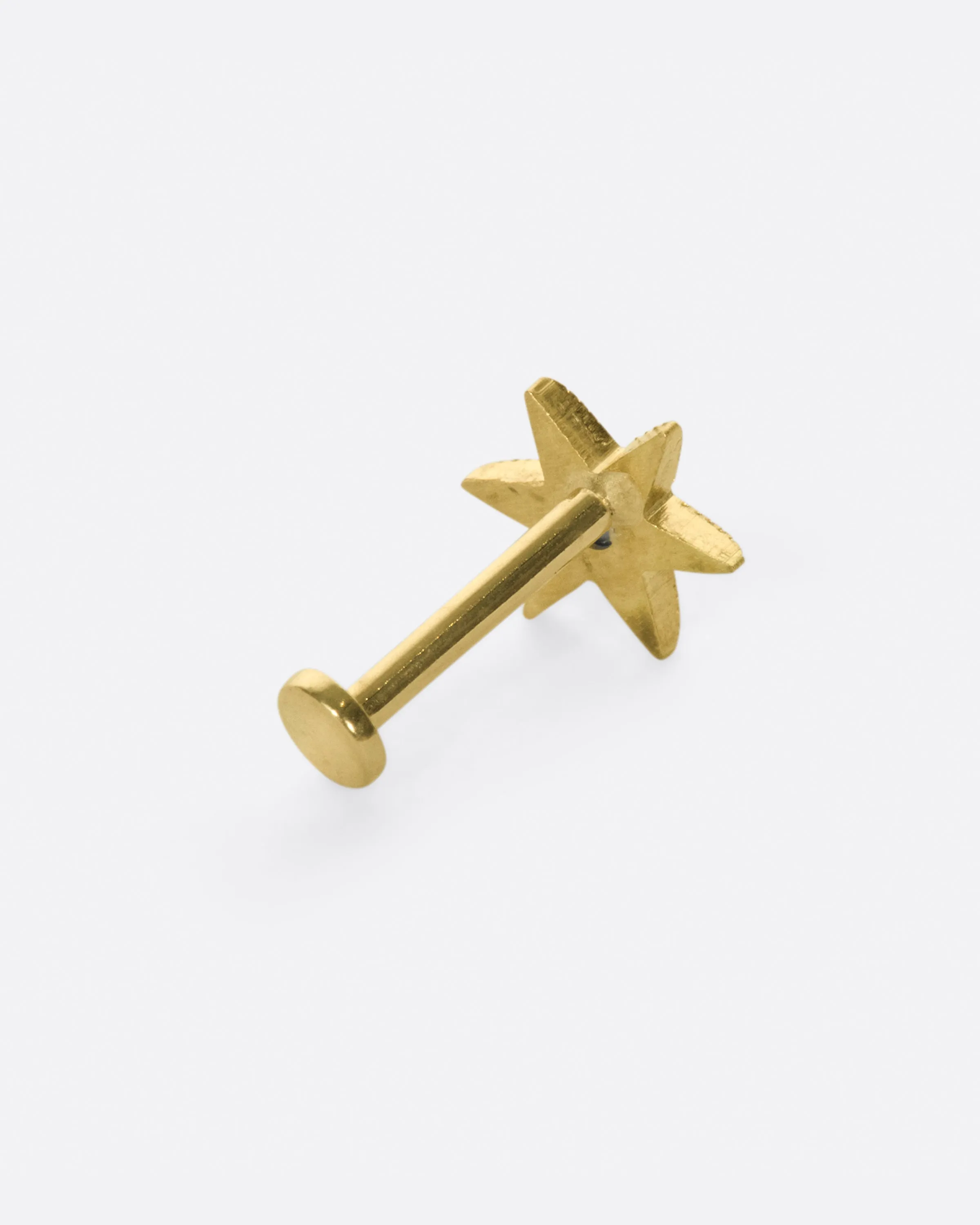 Diamond Six Point Star Threadless Earring
