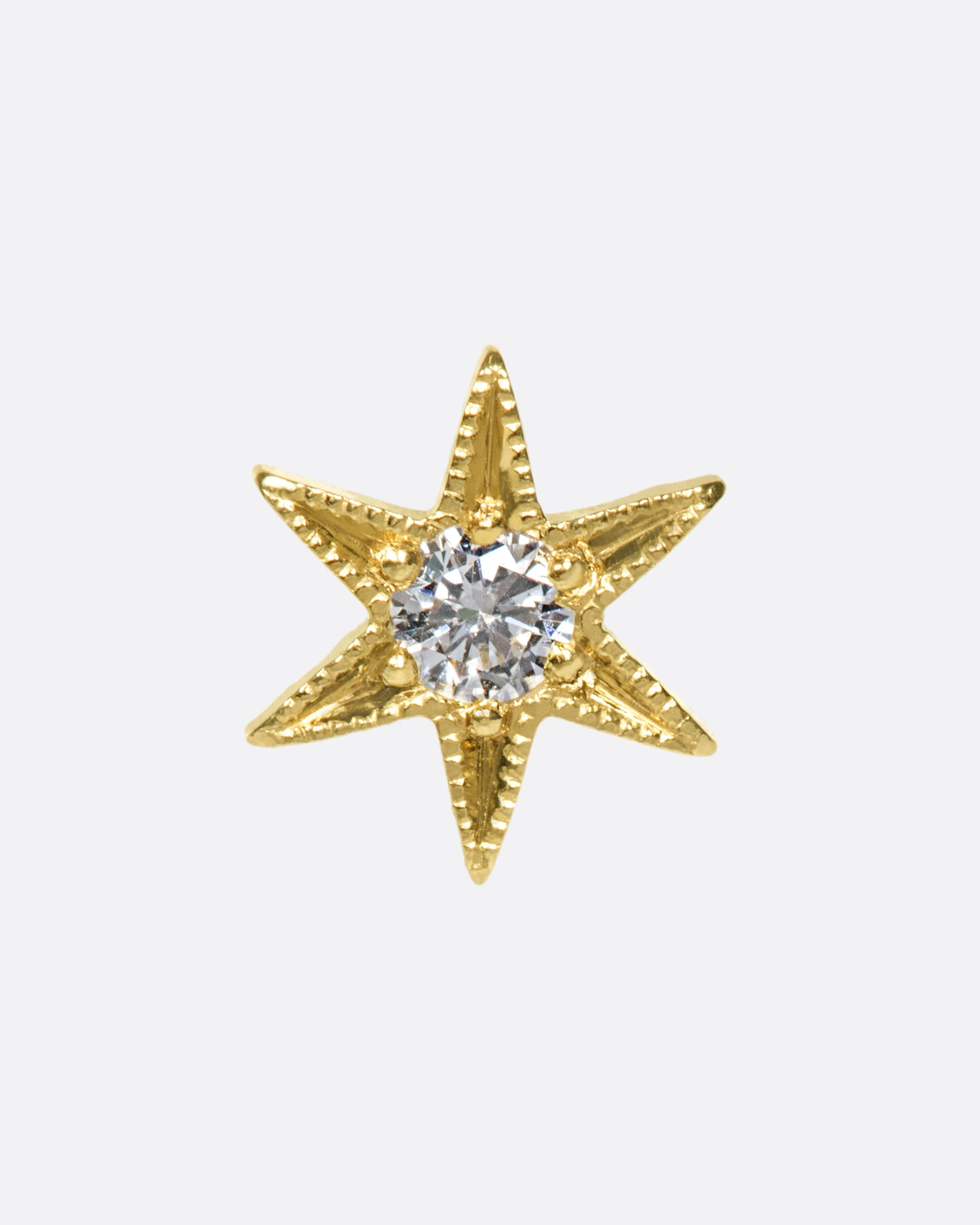 Diamond Six Point Star Threadless Earring