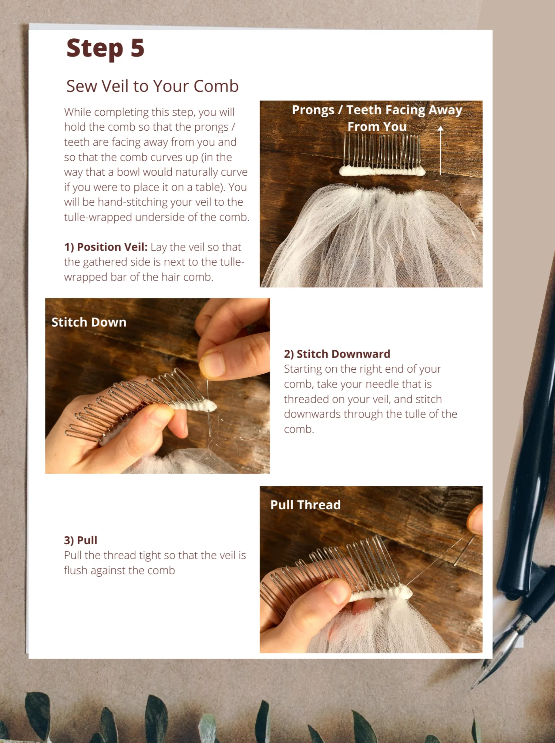DIY Simple Fingertip Length Wedding Veil Pattern PDF Tutorial