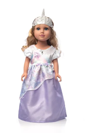 Doll Dress Unicorn Princess with Soft Crown