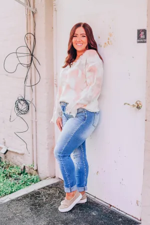 Donate Peach Marble Sweater - Distressed S-3X