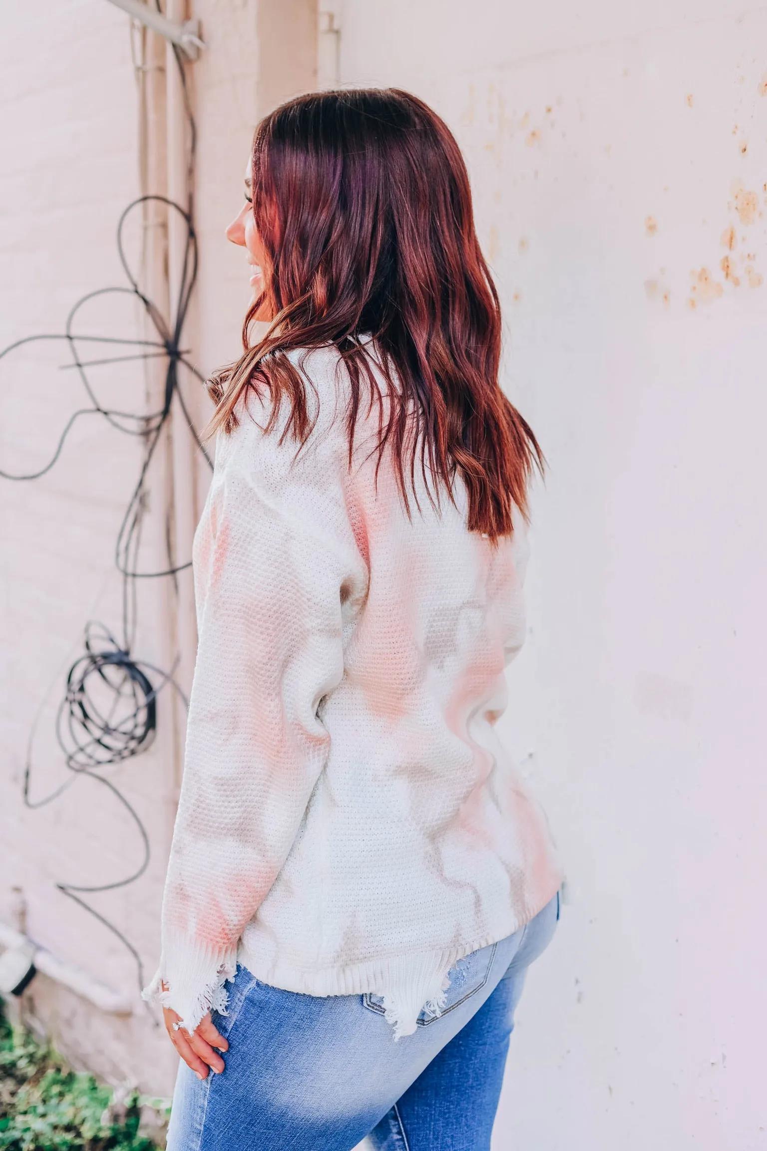 Donate Peach Marble Sweater - Distressed S-3X
