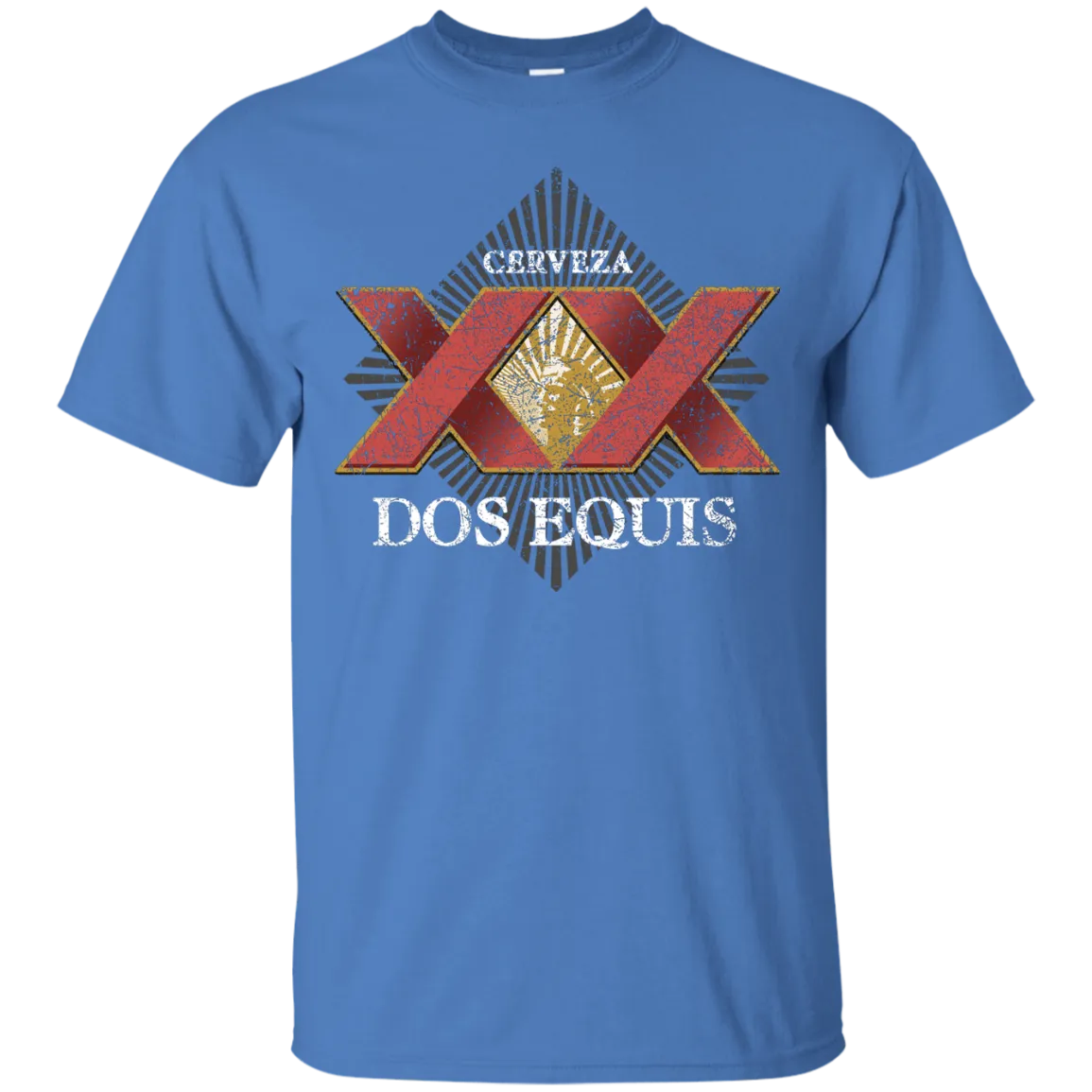 Dos Equis XX Lager Beer T-Shirt Custom Designed Worn Label Pattern