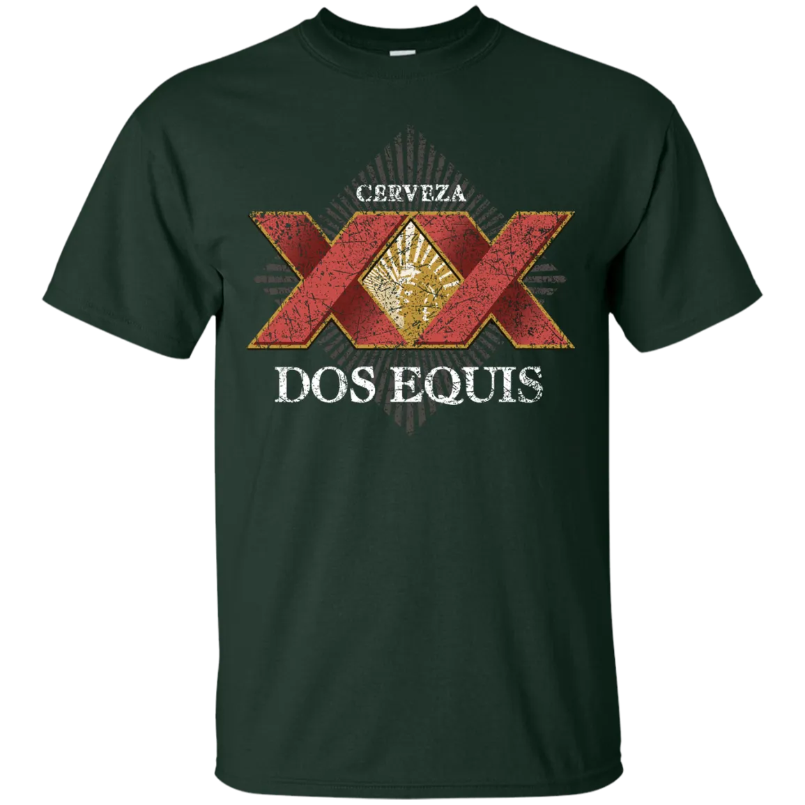 Dos Equis XX Lager Beer T-Shirt Custom Designed Worn Label Pattern