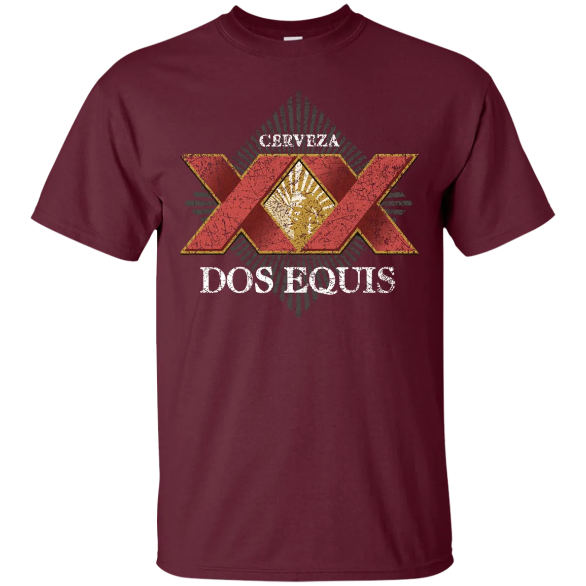 Dos Equis XX Lager Beer T-Shirt Custom Designed Worn Label Pattern