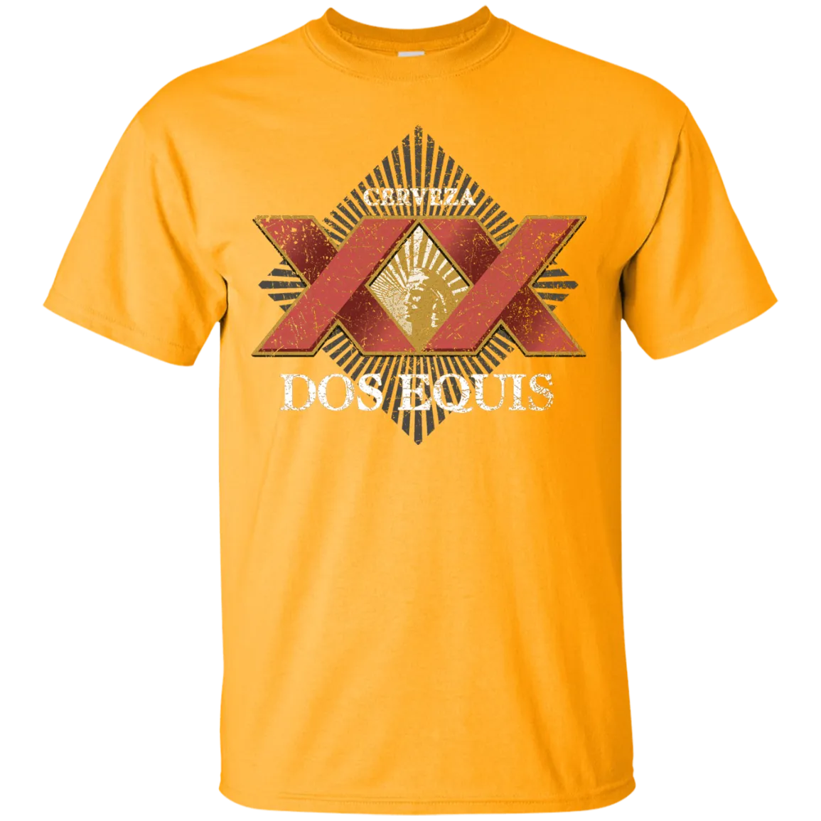Dos Equis XX Lager Beer T-Shirt Custom Designed Worn Label Pattern