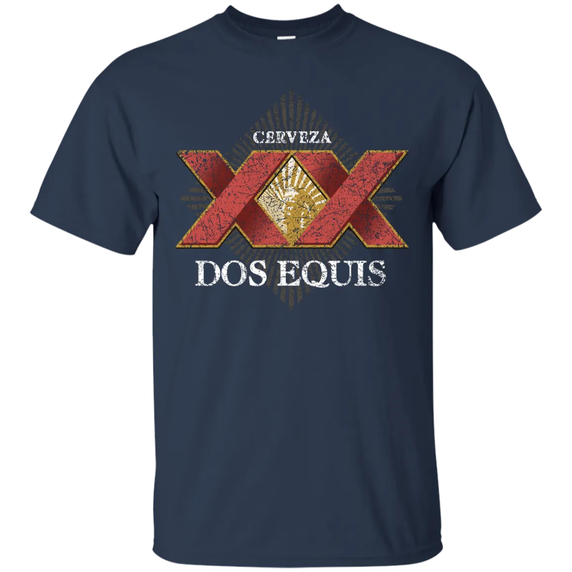 Dos Equis XX Lager Beer T-Shirt Custom Designed Worn Label Pattern