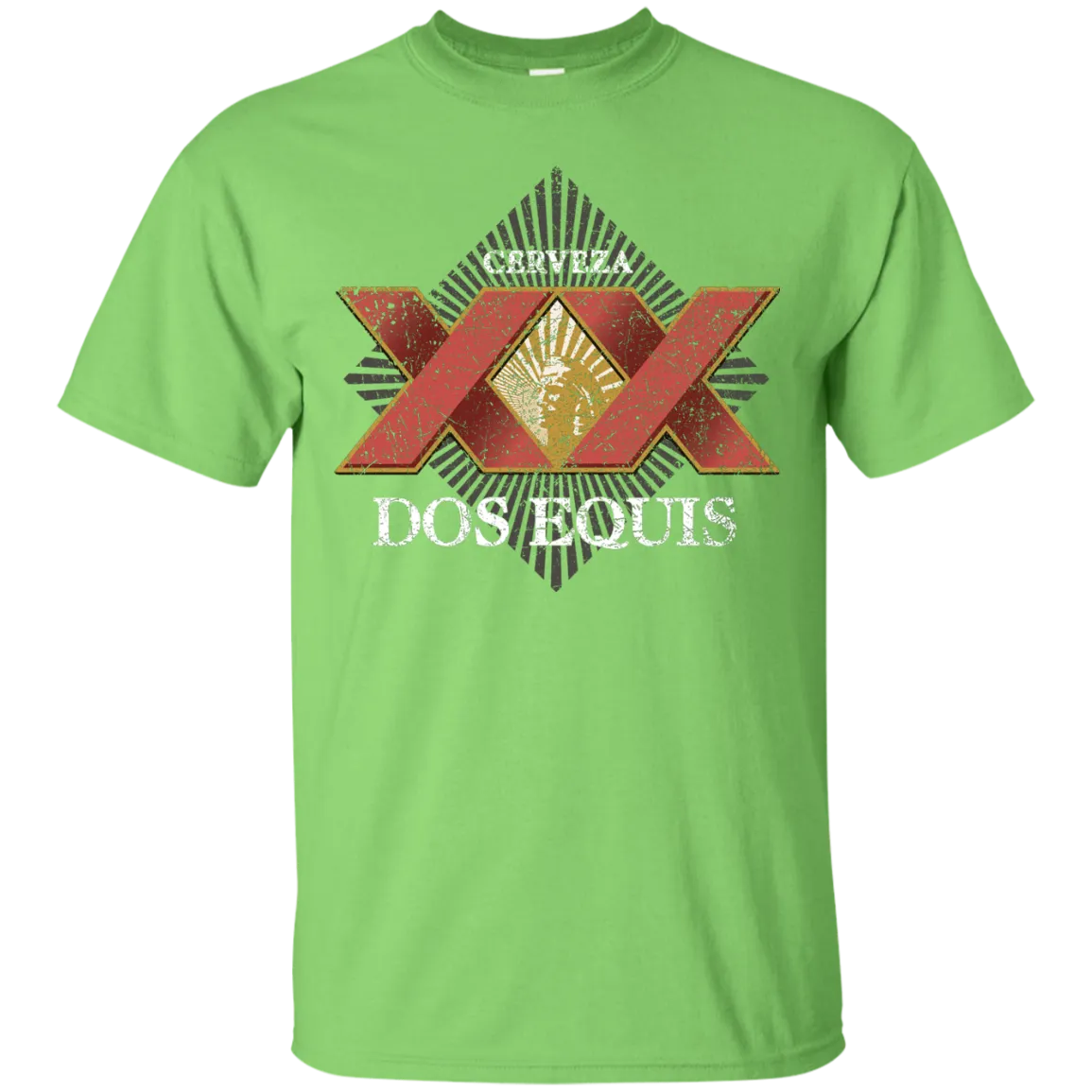 Dos Equis XX Lager Beer T-Shirt Custom Designed Worn Label Pattern