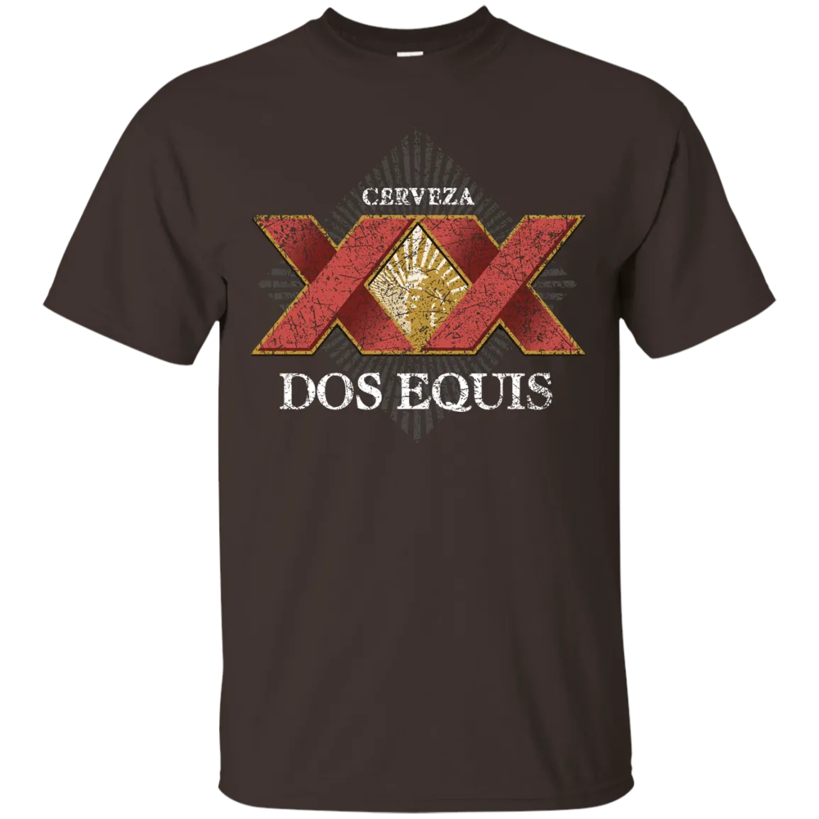 Dos Equis XX Lager Beer T-Shirt Custom Designed Worn Label Pattern