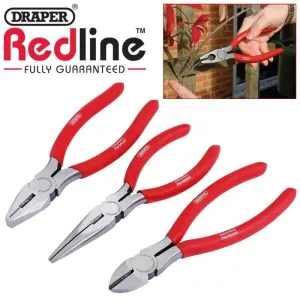 Draper 3Pc Pliers Set Carbon Steel 160Mm Combination Side Cutting & Long Nose