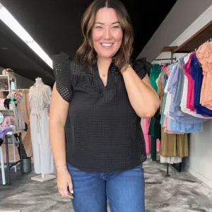 Dreaming of Game Day Black Checkered Organza Top