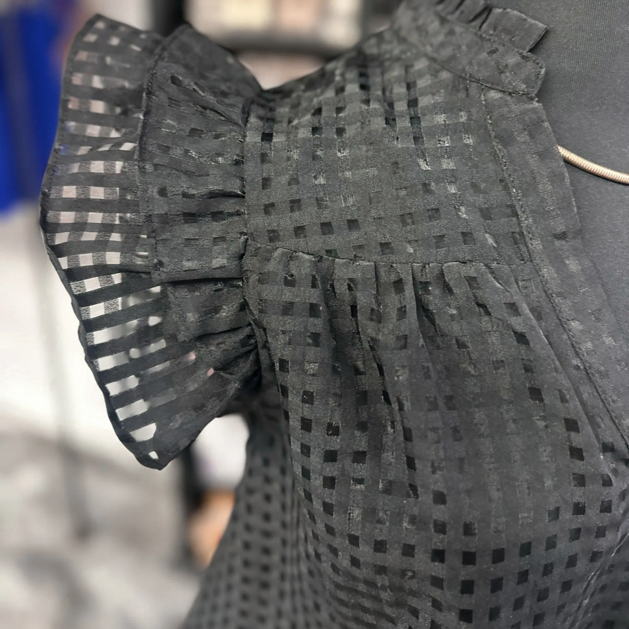 Dreaming of Game Day Black Checkered Organza Top