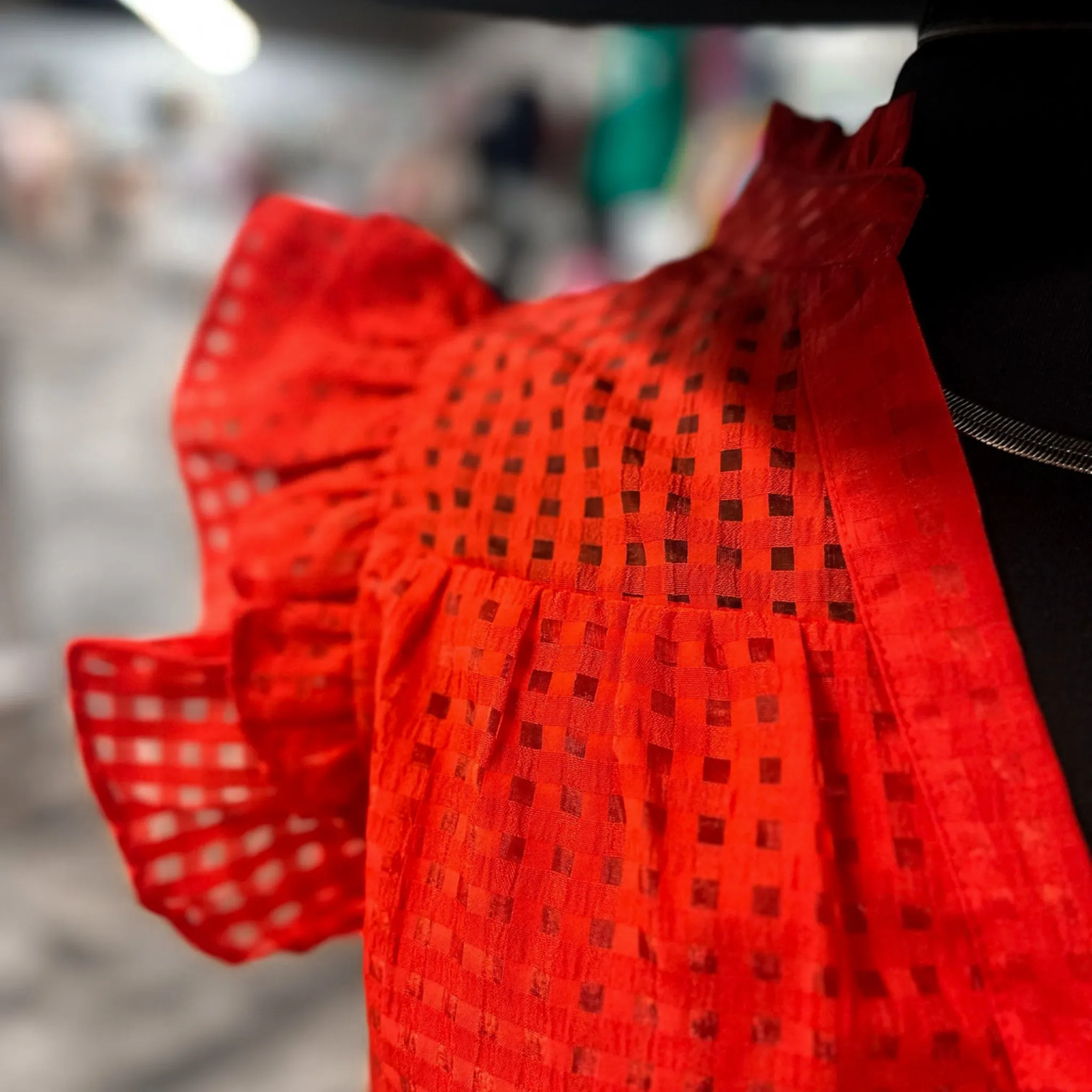 Dreaming of Game Day Red Checkered Organza Top