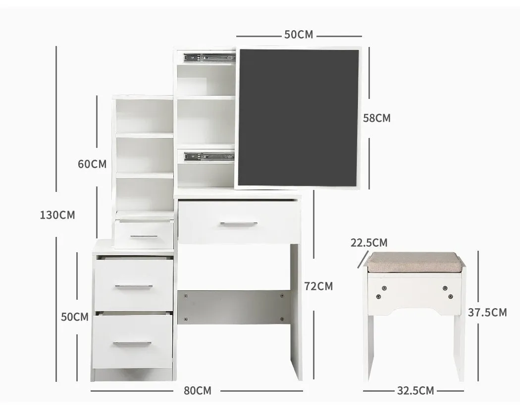Dressing Table Set Stool Mirrors Jewellery Cabinet Makeup Organizer