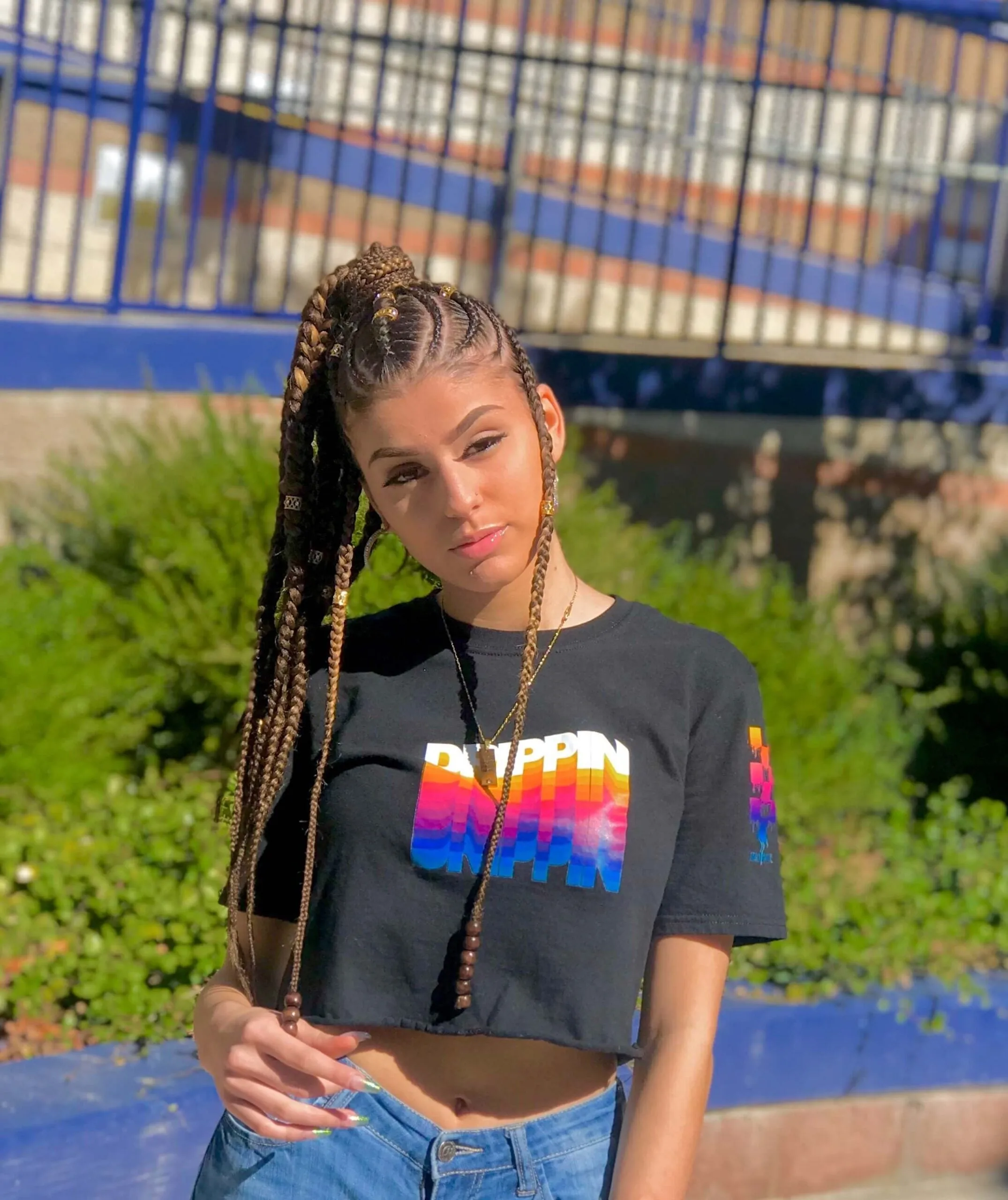 Drippin Color Stack | Black Tee (Color Stack Checkered Drippin Sleeves)