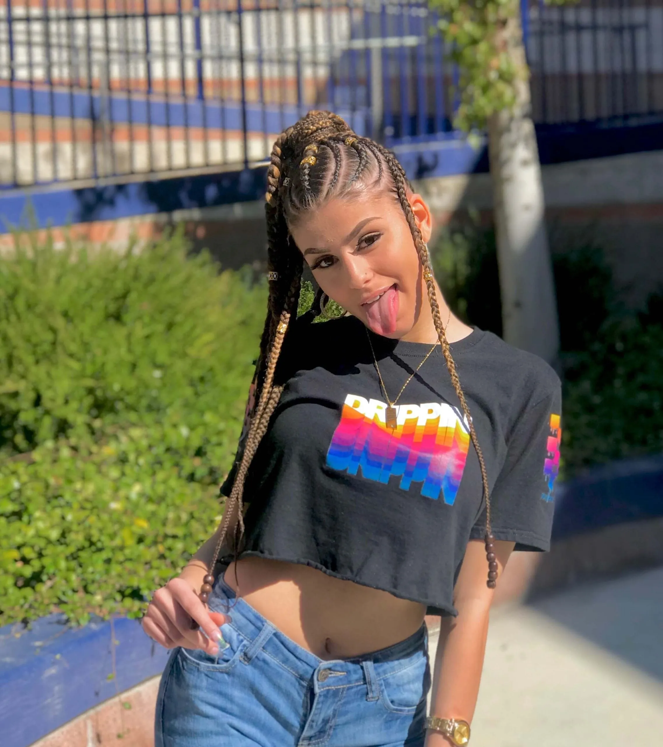 Drippin Color Stack | Black Tee (Color Stack Checkered Drippin Sleeves)