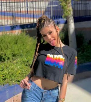 Drippin Color Stack | Black Tee (Color Stack Checkered Drippin Sleeves)