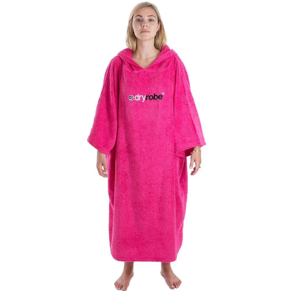 Dry Robe Short Sleeve Towel Robe Pink Large