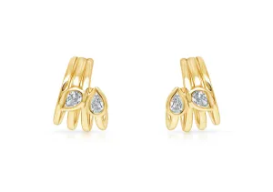 Earrings 14kt Gold Lobe Stud & Pear Diamonds