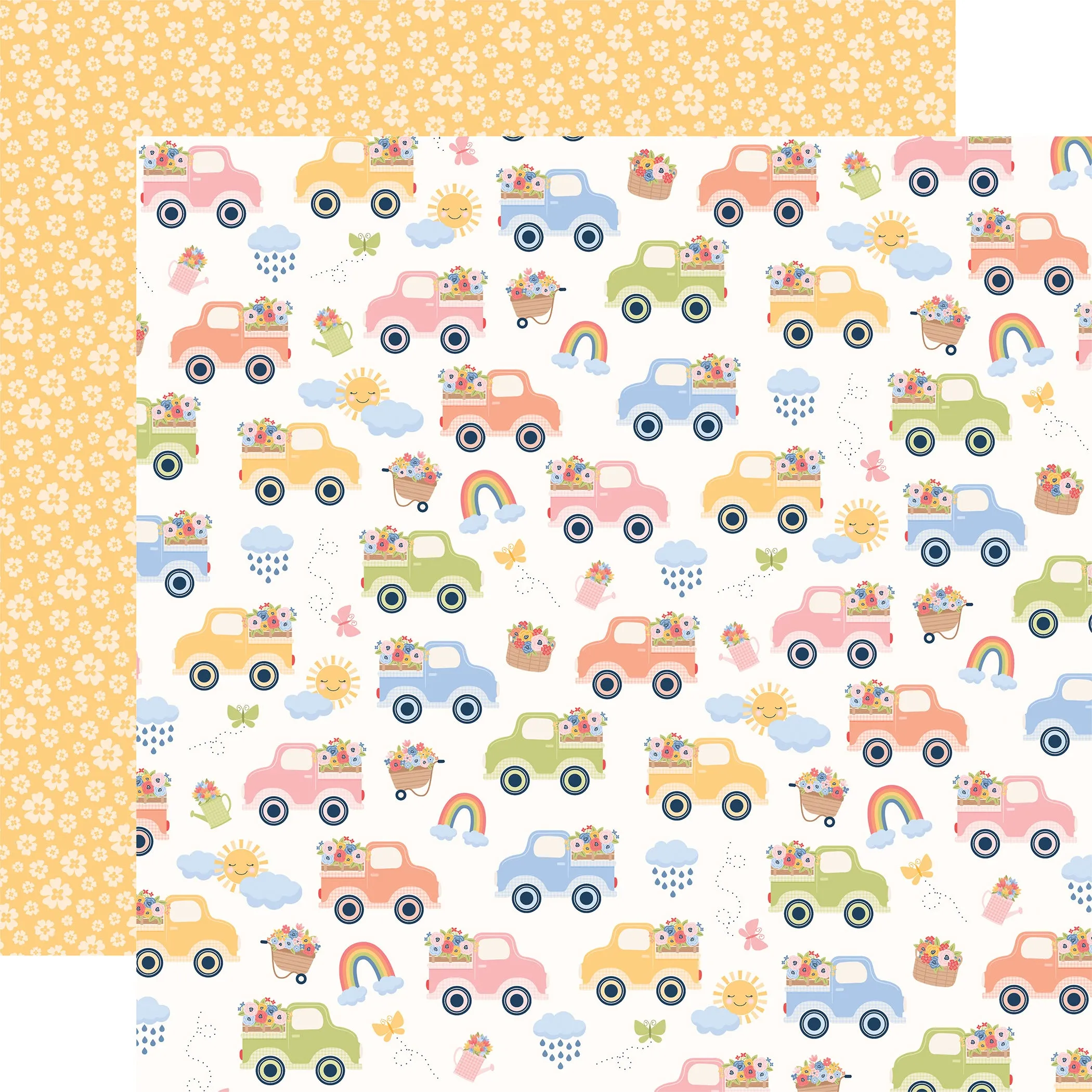 Echo Park - Blossoms and Bees - 12x12 Single Sheet - Spring Day Trucks