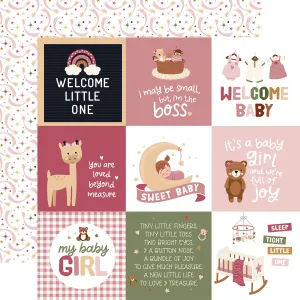 Echo Park - Special Delivery Baby Girl - 12x12 Single Sheet / 4x4 Journaling Cards