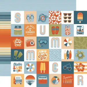 Echo Park - Summer Vibes - 12x12 Single Sheet / 2x2 Journaling Cards