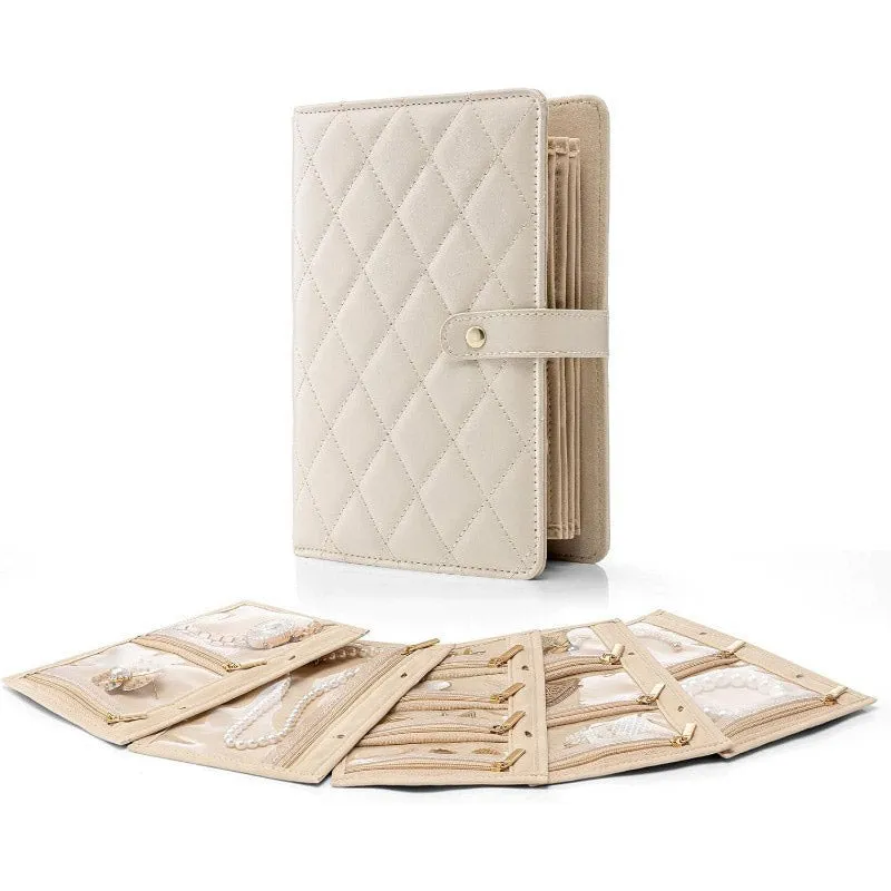 Elegant Portable Checkered Jewelry Storage Bag