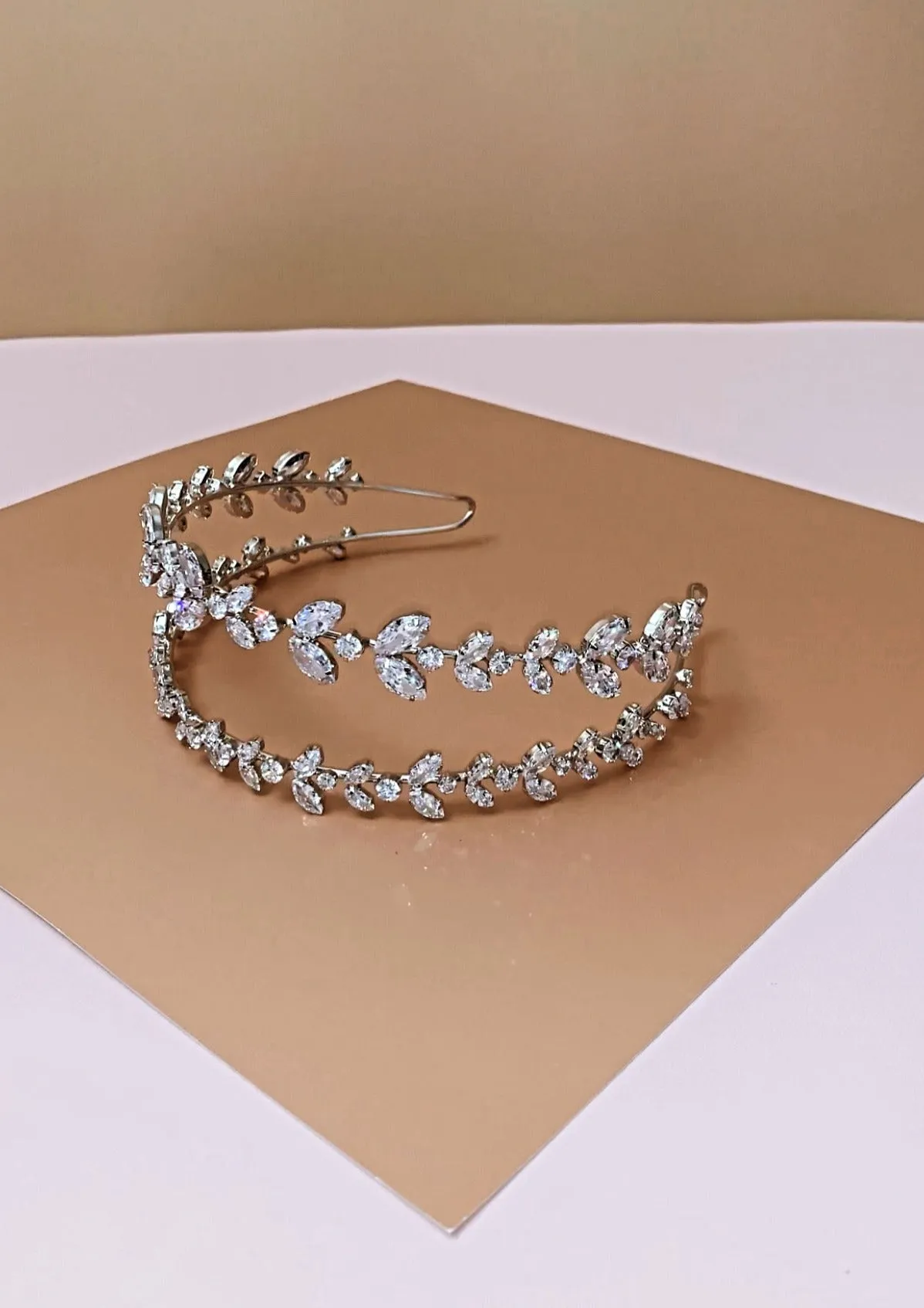 Ellee Real Bride Adorned with LAUREL Wedding Headband, Headpiece with Swarovski
