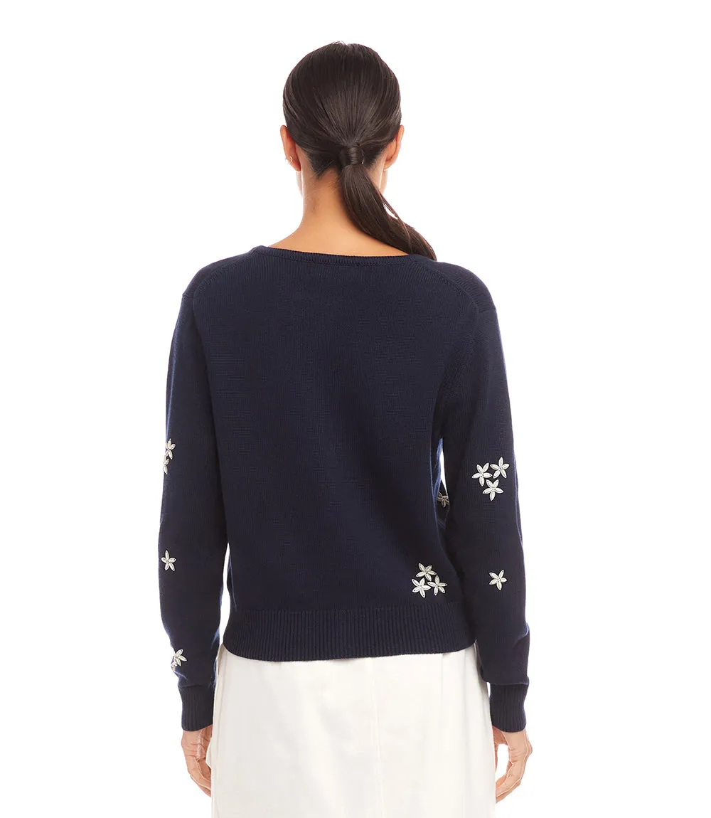 Embellished Cardigan Sweater