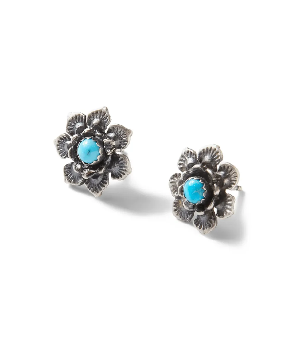 Embellished Flower Turquoise Earrings