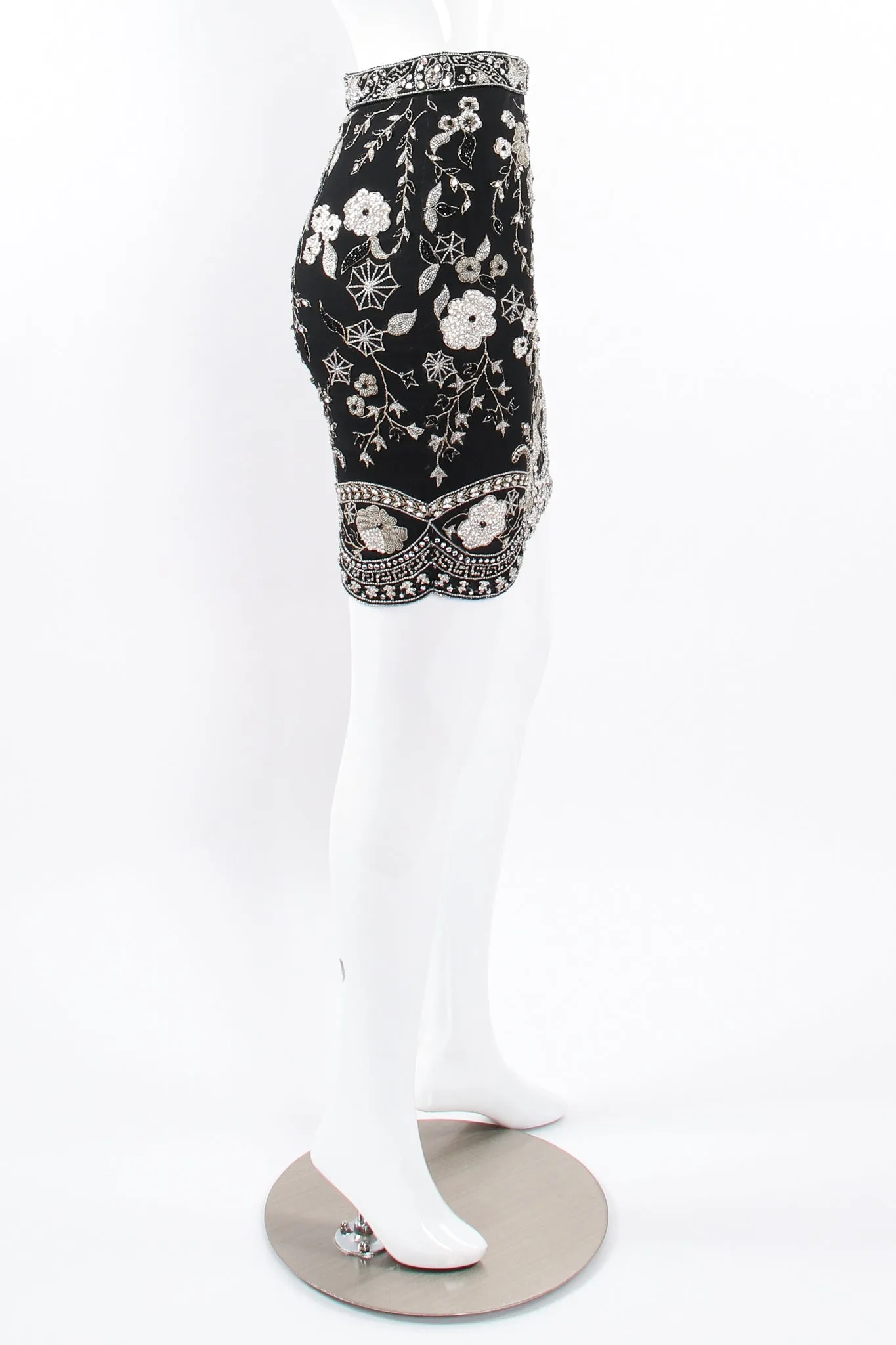 Embellished Mesh Mini Skirt