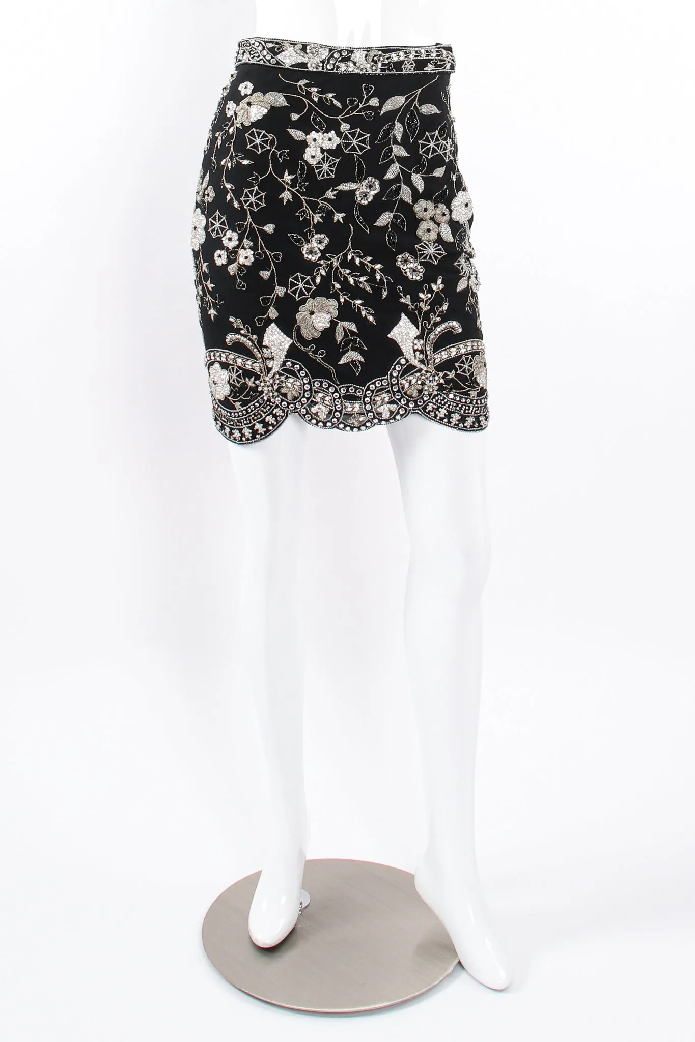 Embellished Mesh Mini Skirt