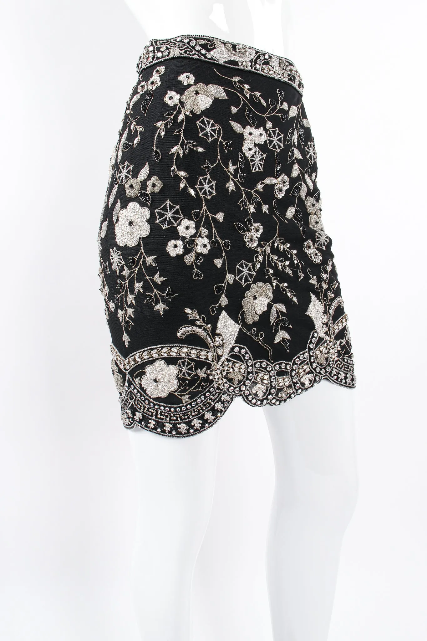 Embellished Mesh Mini Skirt