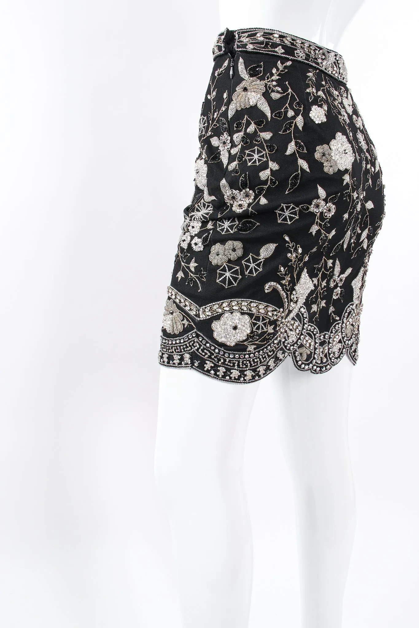 Embellished Mesh Mini Skirt